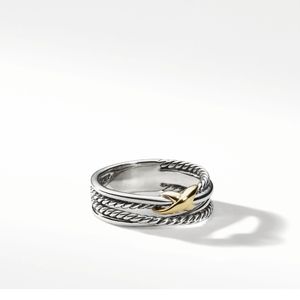 X Crossover Band Ring with 18K Yellow gold